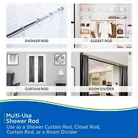 Kenney Twist & Fit No Tools 24-40 IN Adjustable Tension Stall Shower Curtain Rod