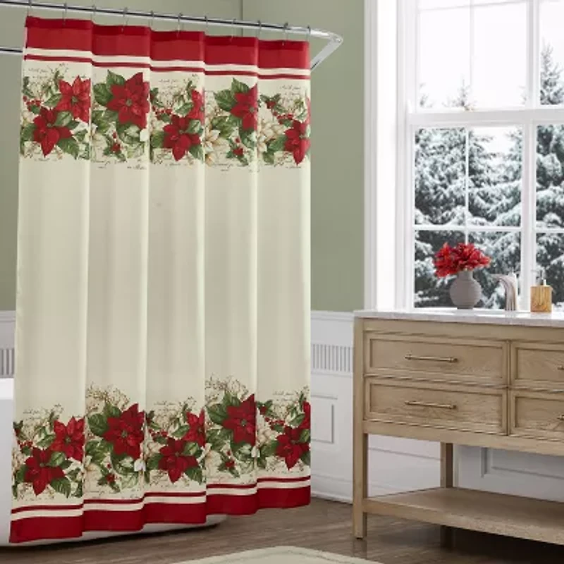 Elrene Home Fashions Red & White Poinsettia Shower Curtain