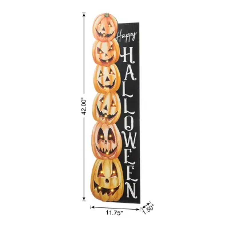 Glitzhome 42in Lighted Wooden Porch Sign Halloween Porch Sign