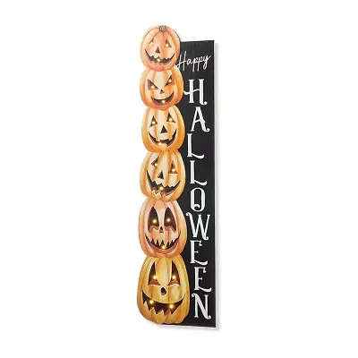 Glitzhome 42in Lighted Wooden Porch Sign Halloween Porch Sign