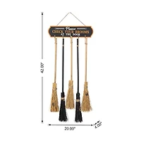 Glitzhome 42in Wooden Brooms Parking Decor Halloween Porch Sign
