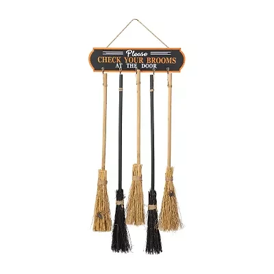 Glitzhome 42in Wooden Brooms Parking Decor Halloween Porch Sign