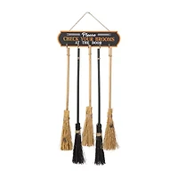 Glitzhome 42in Wooden Brooms Parking Decor Halloween Porch Sign