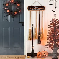 Glitzhome 42in Wooden Brooms Parking Decor Halloween Porch Sign
