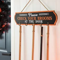Glitzhome 42in Wooden Brooms Parking Decor Halloween Porch Sign