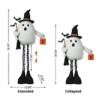 Glitzhome 38in Lighted Fabric Ghost Porch Decor Halloween Porch Sign