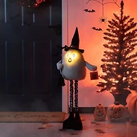 Glitzhome 38in Lighted Fabric Ghost Porch Decor Halloween Porch Sign
