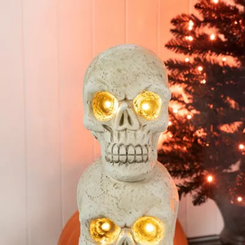 Glitzhome "25.5""Ligted Mgo Skull Porch Decor" Halloween Porch Sign