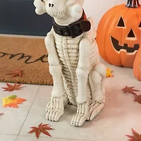 Glitzhome "20.5""Ligted Mgo Skeleton Dog Porch Decor" Halloween Porch Sign