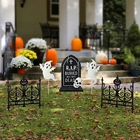 Glitzhome 24in Metal Graveyard Set Yard Stake Halloween Yard Art
