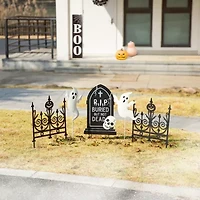Glitzhome 24in Metal Graveyard Set Yard Stake Halloween Yard Art