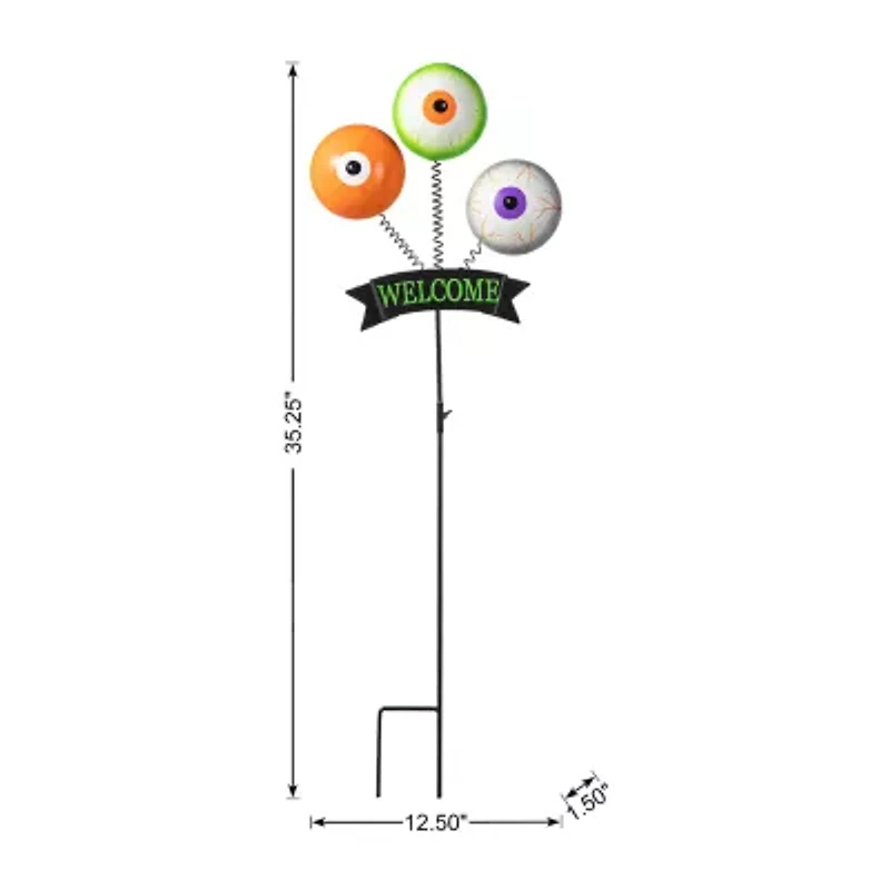 Glitzhome "35.25"" Metal Spring Eyeballs Yard Stake" Halloween Yard Art