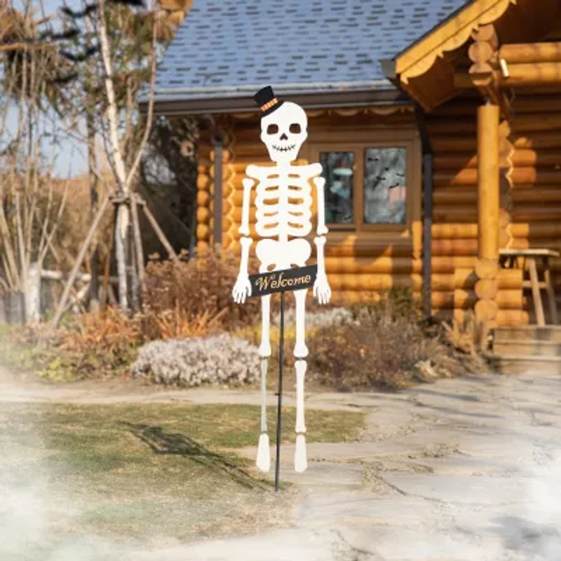 Glitzhome "60""Metal Dangling Skeleton Yard Stake" Halloween Yard Art