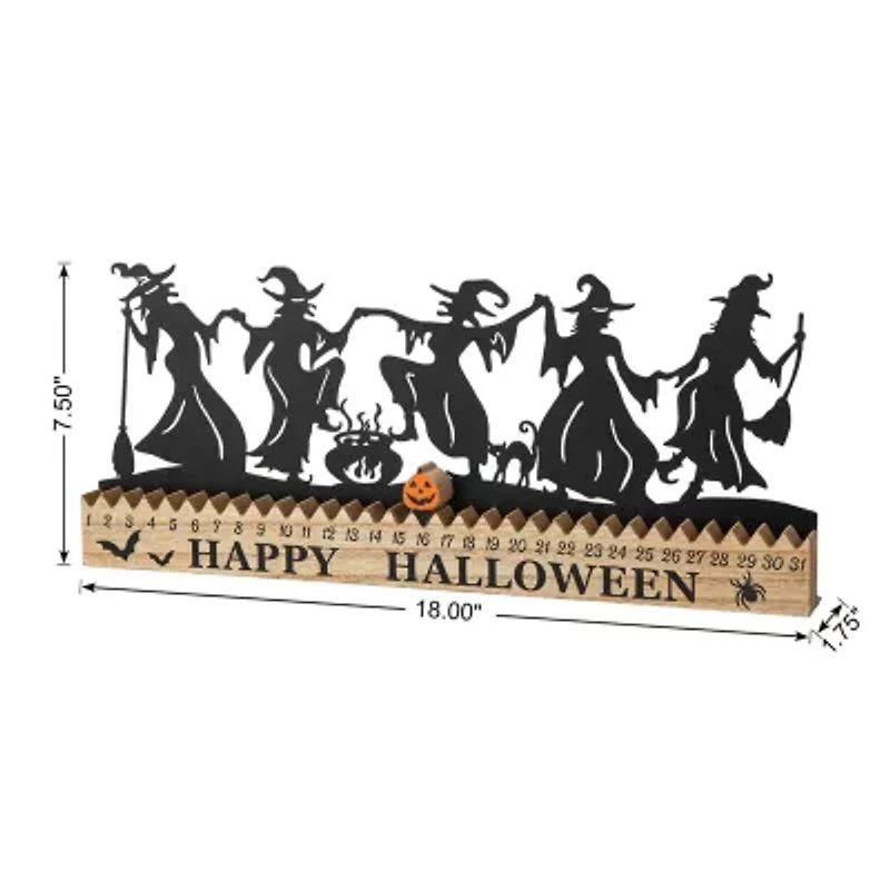 Glitzhome 18"Dancing Witch Silhouette Table Sign Halloween Tabletop Decor