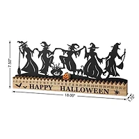 Glitzhome 18"Dancing Witch Silhouette Table Sign Halloween Tabletop Decor