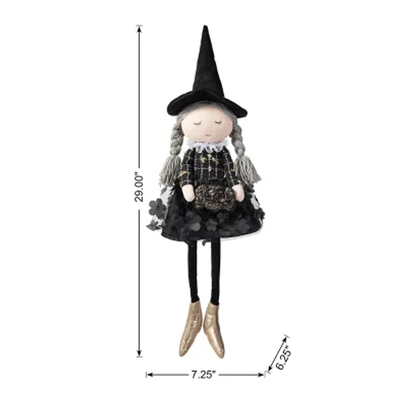 Glitzhome 29" Fabric Dressed Witch Sitter Table Décor Halloween Tabletop Decor