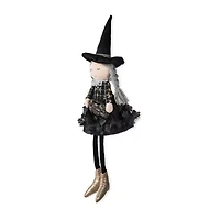 Glitzhome 29" Fabric Dressed Witch Sitter Table Décor Halloween Tabletop Decor