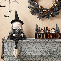 Glitzhome 29" Fabric Dressed Witch Sitter Table Décor Halloween Tabletop Decor