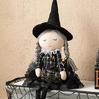 Glitzhome 29" Fabric Dressed Witch Sitter Table Décor Halloween Tabletop Decor