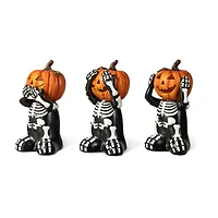Glitzhome 5.75" Resin Skeleton Pumpkin Table Decor Halloween Tabletop Decor