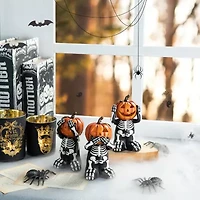 Glitzhome 5.75" Resin Skeleton Pumpkin Table Decor Halloween Tabletop Decor