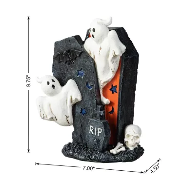 Glitzhome "9.75""Ghost Gravestone Table Decor" Halloween Tabletop Decor