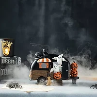 Glitzhome 9.25"Camperw/Ghost & Pumpkin & Cat Table Halloween Tabletop Decor