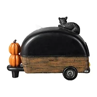 Glitzhome 9.25"Camperw/Ghost & Pumpkin & Cat Table Halloween Tabletop Decor