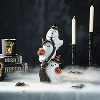 Glitzhome "13""Polyresin Stacked Ghost Table Decor" Halloween Tabletop Decor