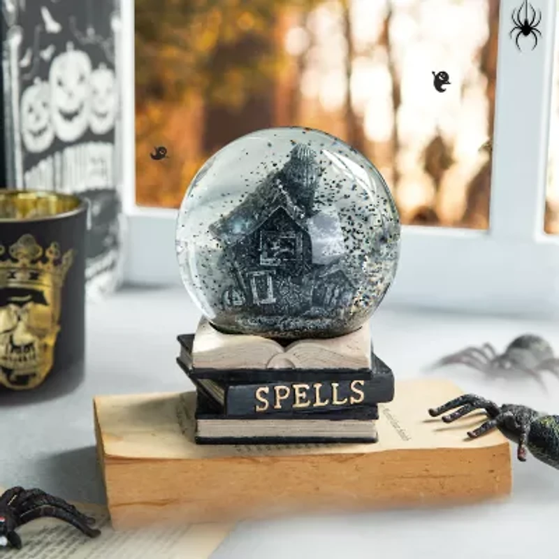 Glitzhome 100mm Haunted House Water Globe Halloween Tabletop Decor