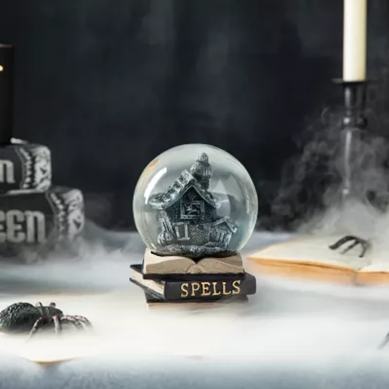 Glitzhome 100mm Haunted House Water Globe Halloween Tabletop Decor