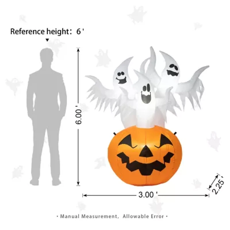 Glitzhome Lighted Pumpkin Scream Inflatable Decor Halloween Inflatable