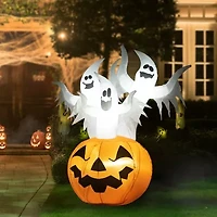 Glitzhome Lighted Pumpkin Scream Inflatable Decor Halloween Inflatable