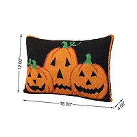 Glitzhome 18"L Hooked Pumpkins Throw Pillow