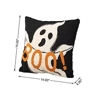 Glitzhome 14"H Hooked Ghost Throw Pillow