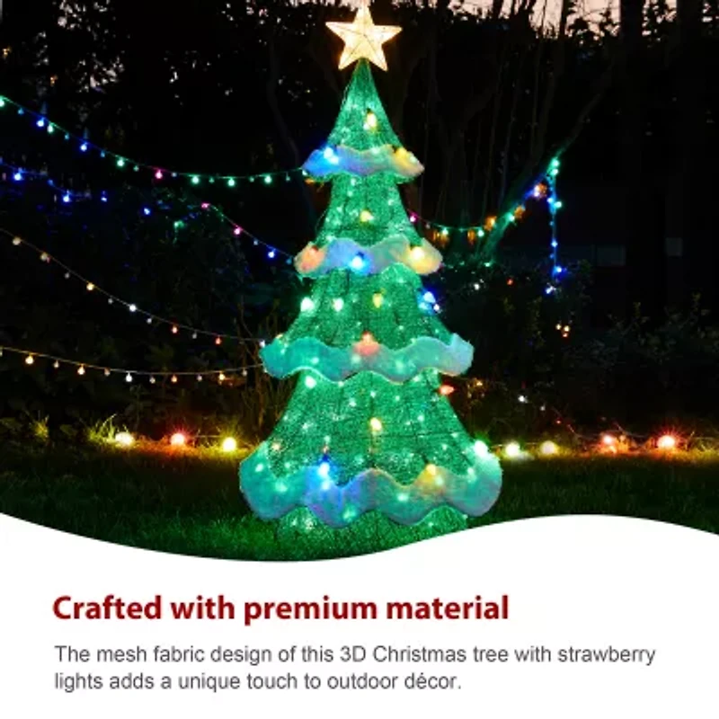 Glitzhome 56.25" Lighted Mesh Tree Christmas Yard Art