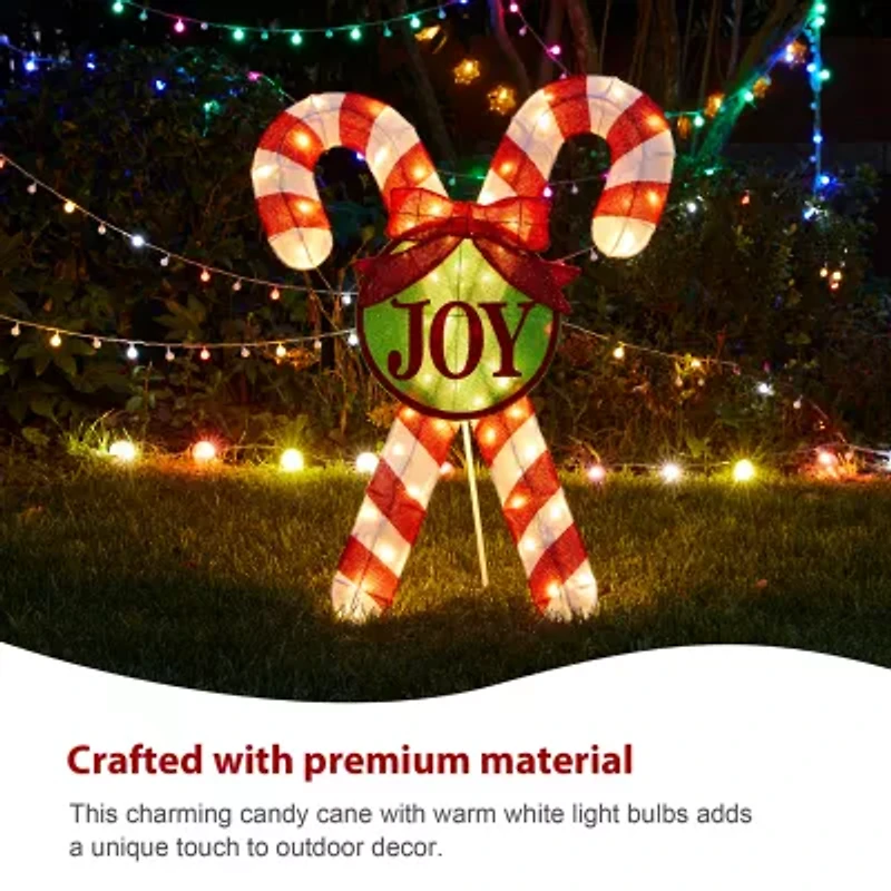 Glitzhome 35.5" Lighted Candy Cane Christmas Yard Art