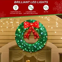 Glitzhome 35.5" Lighted Mesh Wreath Christmas Yard Art