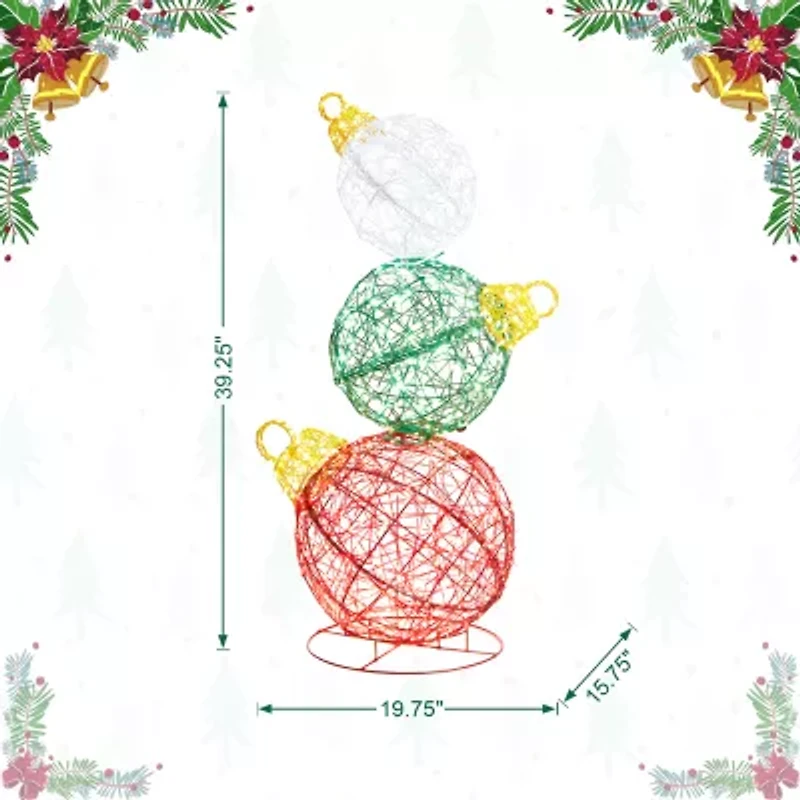 Glitzhome 39.25" Lighted Ornaments Christmas Yard Art