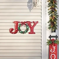 Glitzhome 29.25" Metal Joy Christmas Yard Art