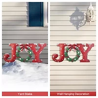 Glitzhome 29.25" Metal Joy Christmas Yard Art