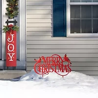 Glitzhome 24" Metal Merry Christmas Yard Art