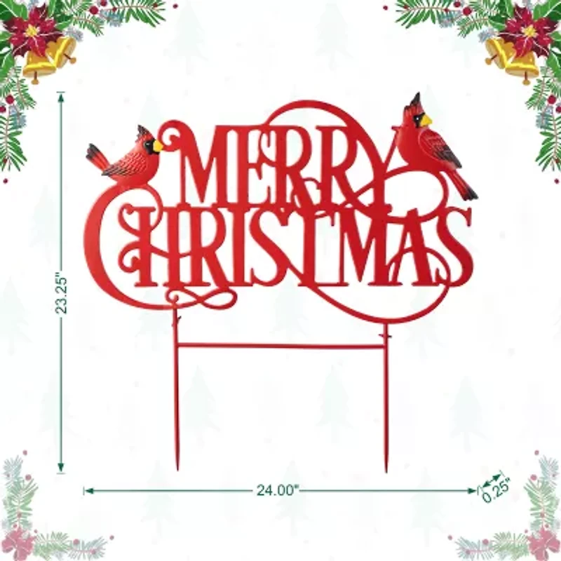 Glitzhome 24" Metal Merry Christmas Yard Art
