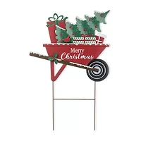 Glitzhome 36" Metal Wagon Christmas Yard Art
