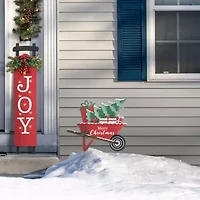 Glitzhome 36" Metal Wagon Christmas Yard Art