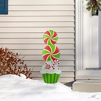Glitzhome 36.25" Metal Peppermint Christmas Yard Art