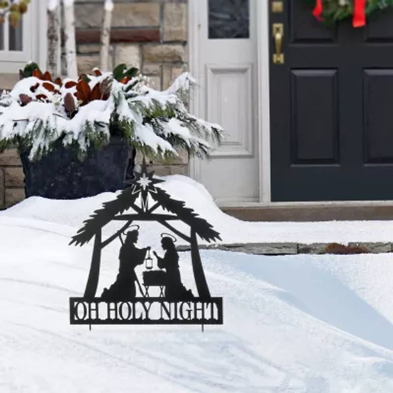 Glitzhome 30" Metal  Silhouette Nativity Christmas Yard Art