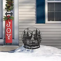 Glitzhome 30" Metal Silhouette Waterglobe Christmas Yard Art