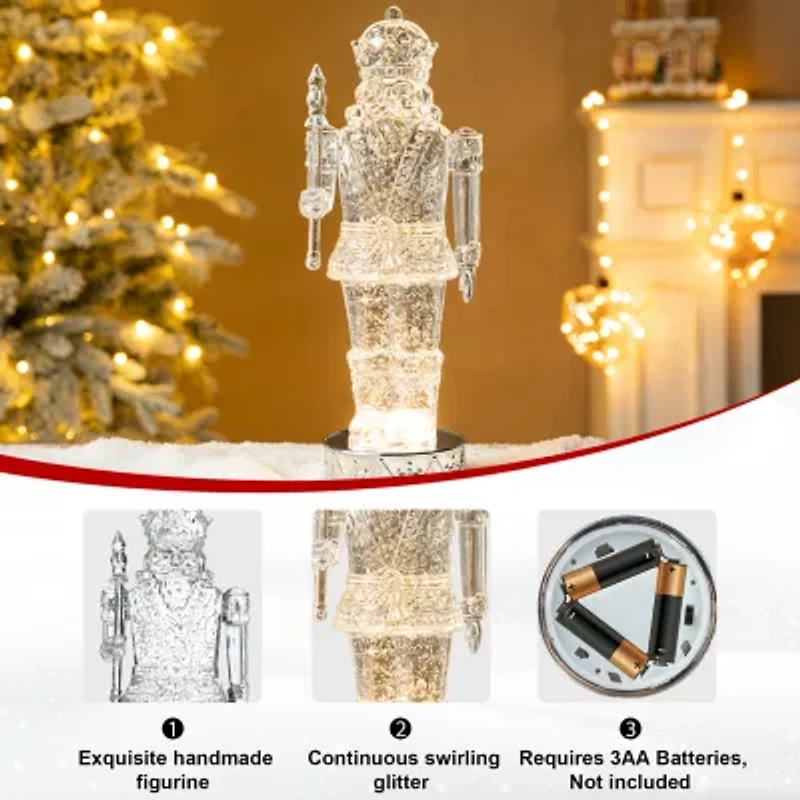 Glitzhome 12.5" Nutcracker Christmas Snow Globe