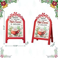 Glitzhome 24.25" Wood Peppermint Easel Christmas Porch Sign